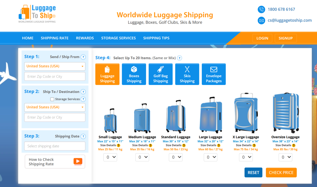 LuggageToShip Home